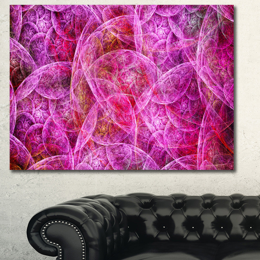 Pink Fractal Dramatic Clouds, Oversized Abstract Canvas Wall Art, 60x40
