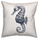 Navy Sketched Seahorse 18x18 Throw Pillow