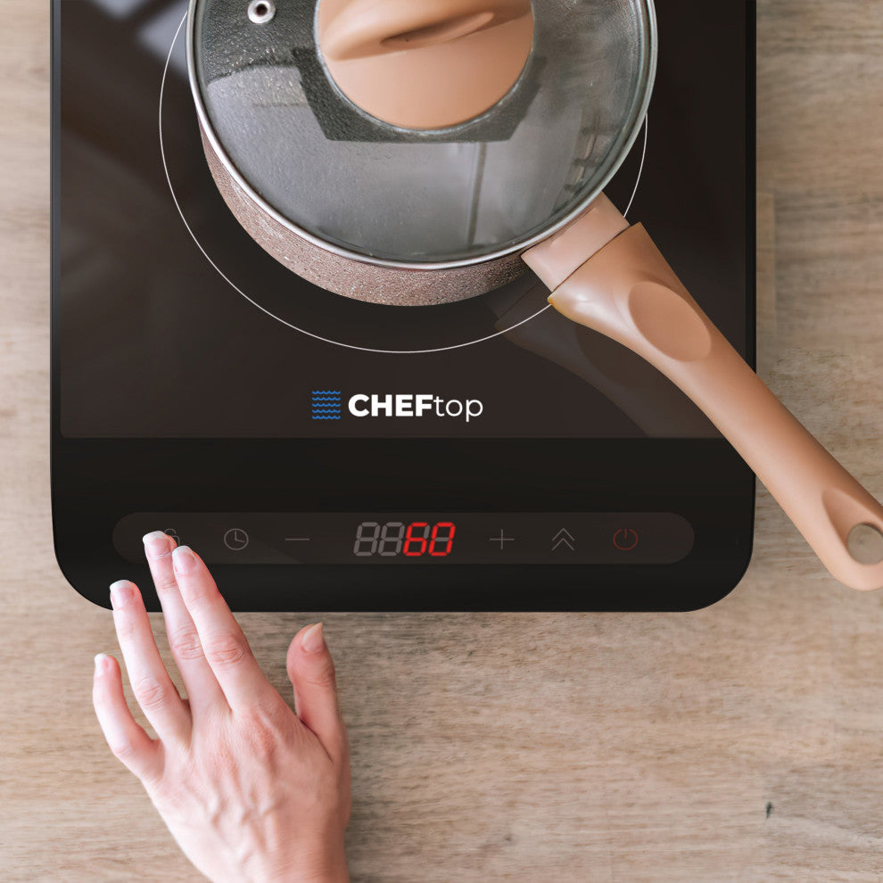 Cheftop Single Burner Induction Cooktop - Portable 120V Digital Ceramic Top 1300