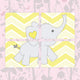 Baby Elephant Chevron Background Paper Print, 4 Piece Set, 11"x14"