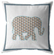 18 Gold White Elephant Boho Suede Throw Pillow