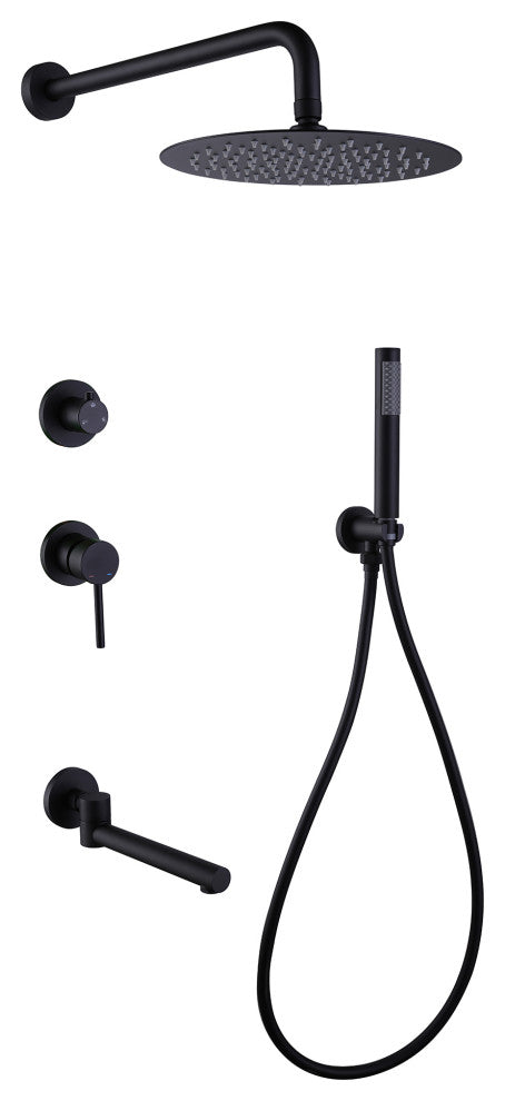 3-Function Complete Shower System With Tub Spout And Rough-In Valve