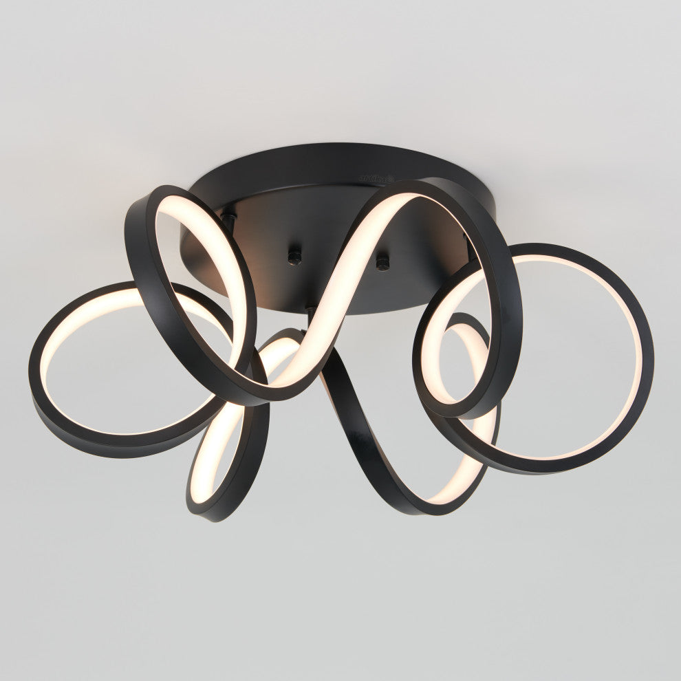 Artika Ribbon Ceiling Flushmount Light, Black