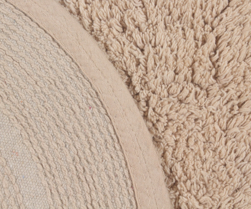 Double Ruffle Collection Bath Rugs Set, 21x34 Rectangle, Linen