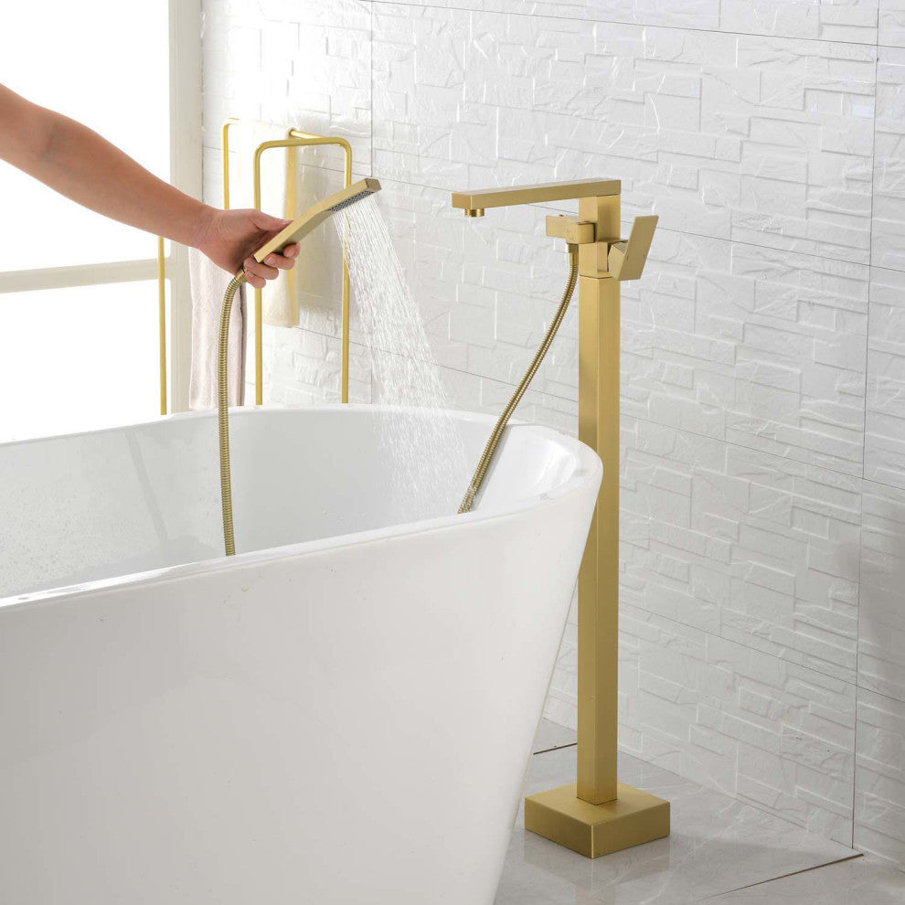 Givingtree Single Handle Floor Mounted Freestanding Tub Filler,Brushed Nickel, G