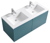 KubeBath Balli 48'' Double Sink Wall Mount Bath Vanity, Teal Green