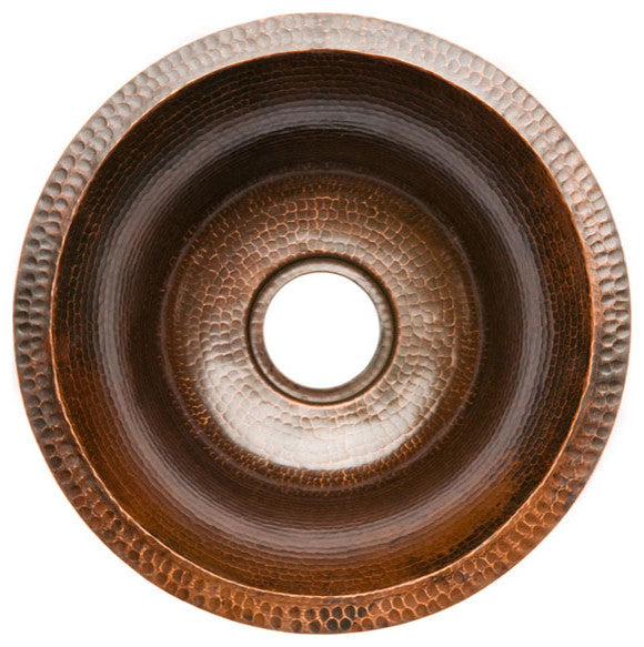 BR17DB 17'''' Round 16 Gauge Hammered Copper Prep Sink