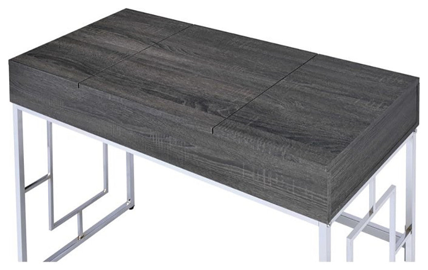 Vanity Desk, Black Oak and Chrome