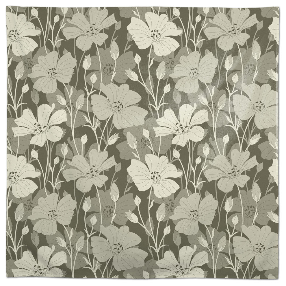 Floral Blooms Tan 2 58x58 Tablecloth