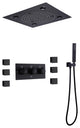 Luxury LED Rain Shower System With Rough-In Valve & 6 Body Jets, Matte Black