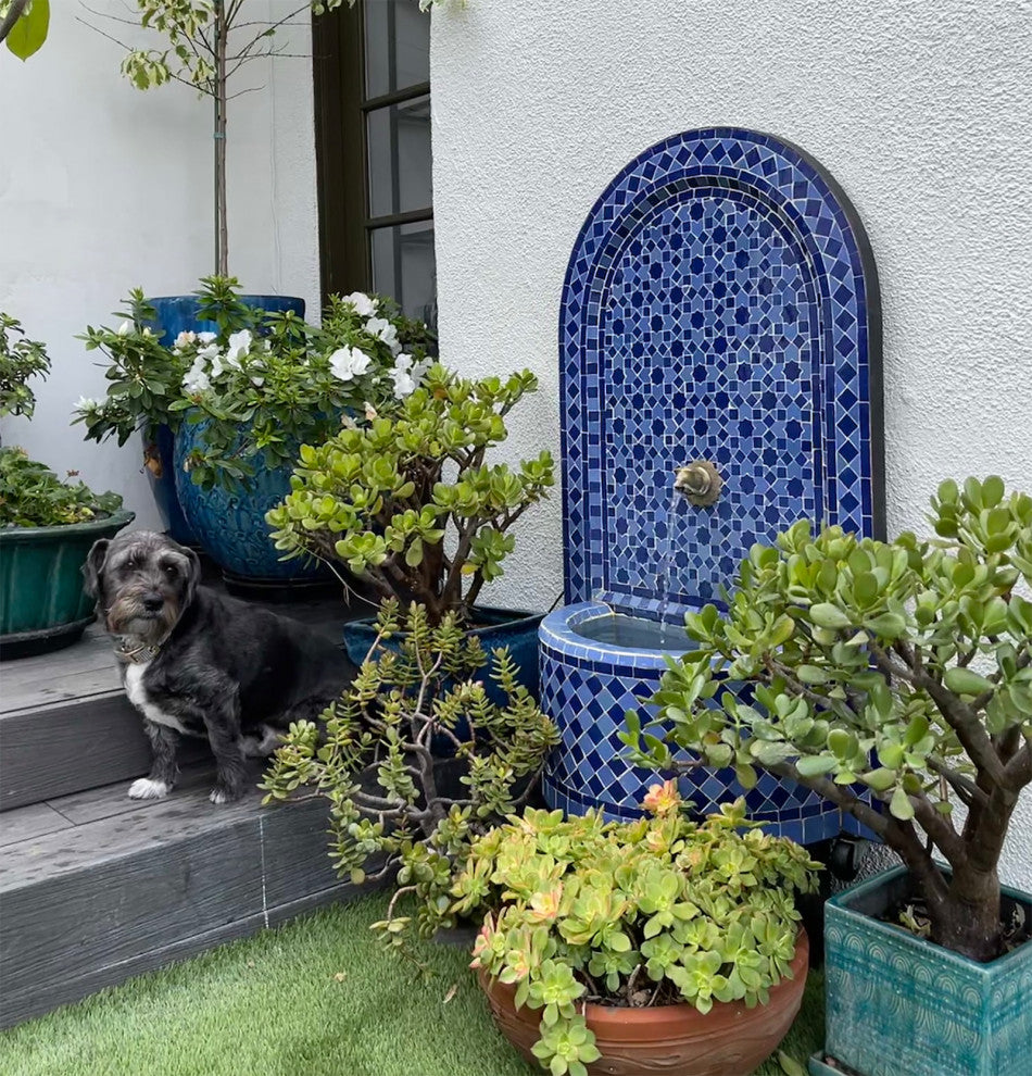 Blue Moroccan Arch Tile Fountain
