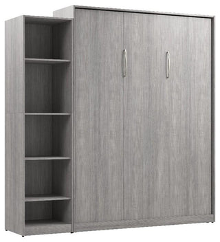 Bestar USA Claremont Wood Queen Murphy Bed with Closet Organizer in Gray