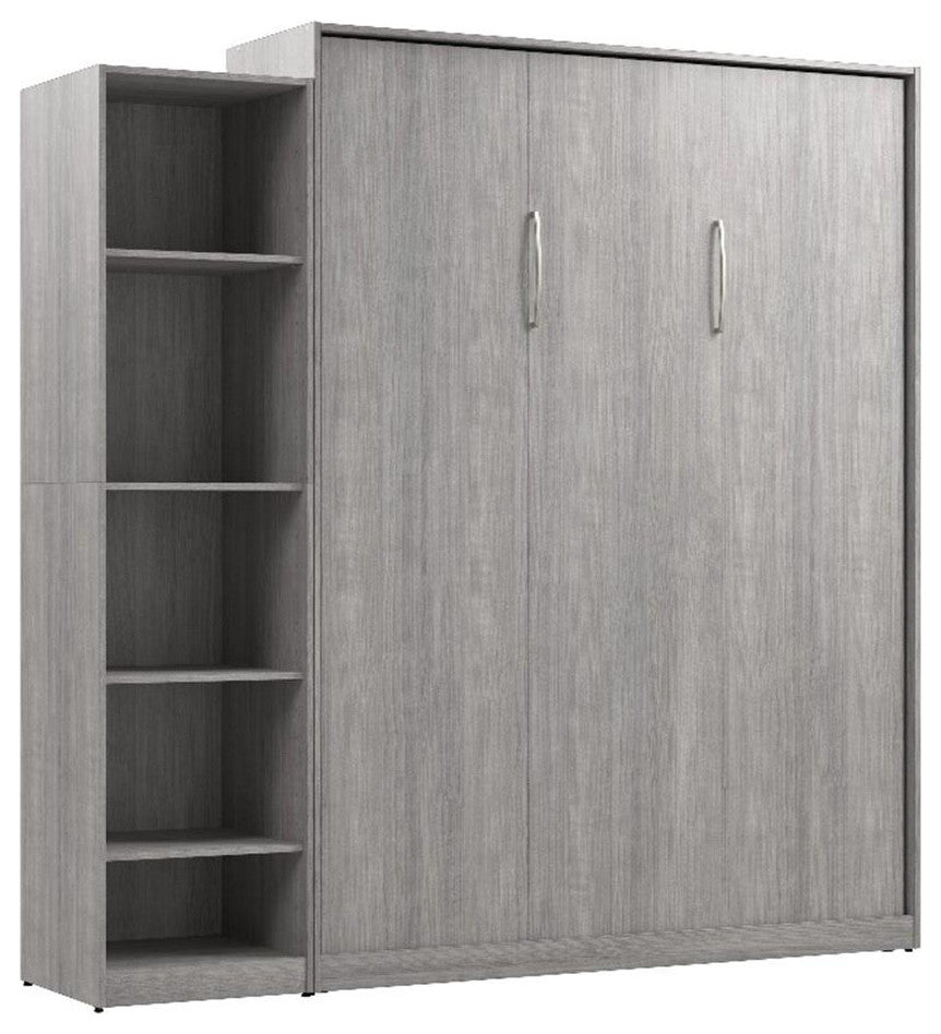 Bestar USA Claremont Wood Queen Murphy Bed with Closet Organizer in Gray
