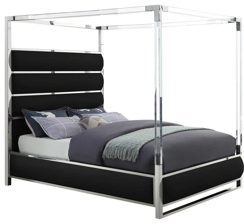 Encore Faux Leather Bed, Black, King