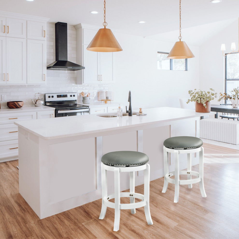 Cordova Backless Swivel Stool, White