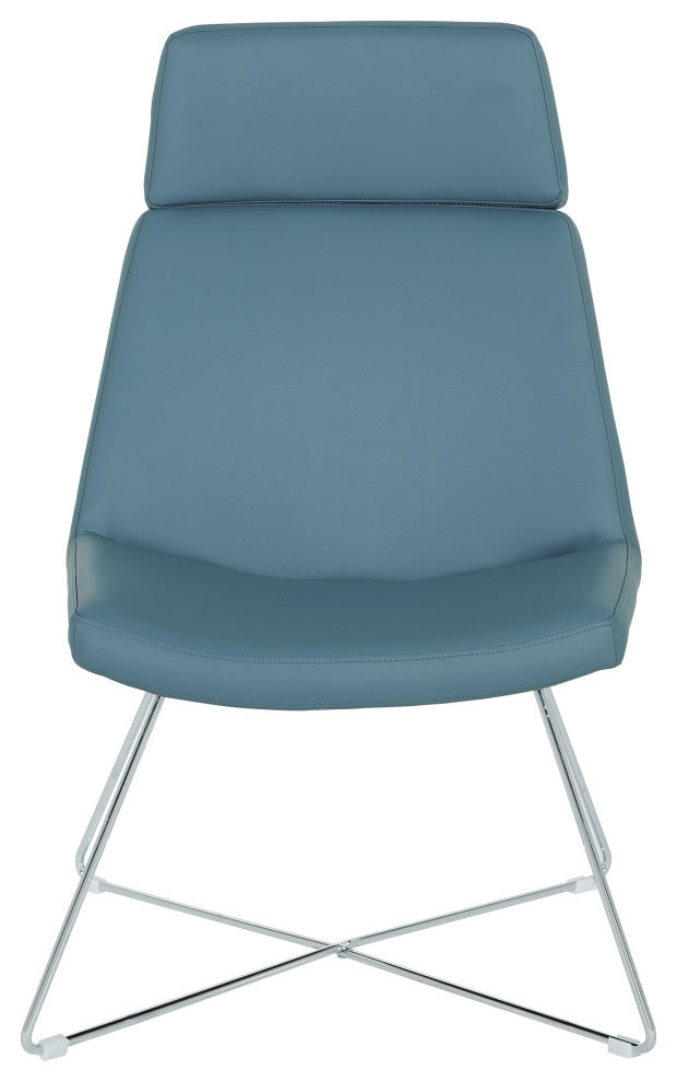 Geena Guest Chair, Dillon Blue With Chrome Sled Base