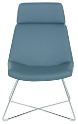 Geena Guest Chair, Dillon Blue With Chrome Sled Base