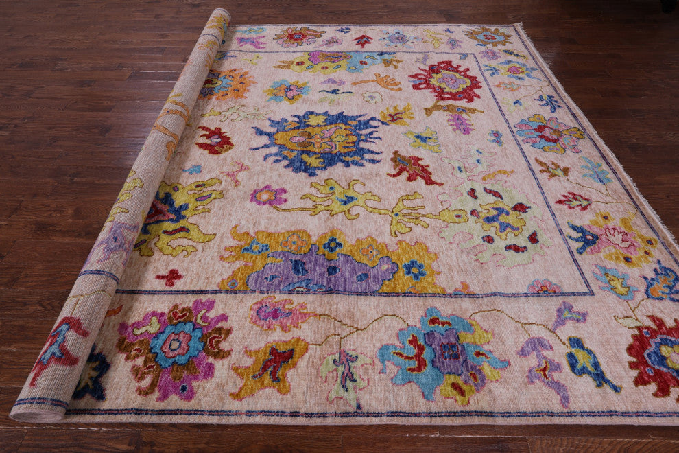 10' 1" X 13' 9" Hand Knotted Turkish Oushak Wool Rug - Q16112