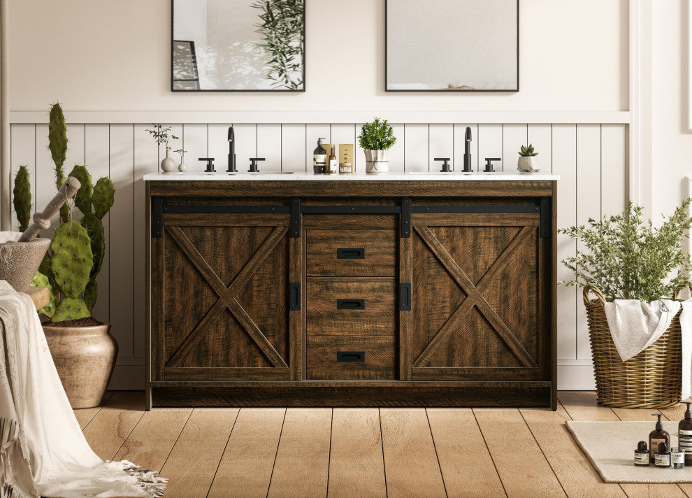 Home Living 60" Double Bathroom Vanity, Expresso
