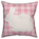 Pink Buffalo Check Bunny Silhouette 20x20 Throw Pillow