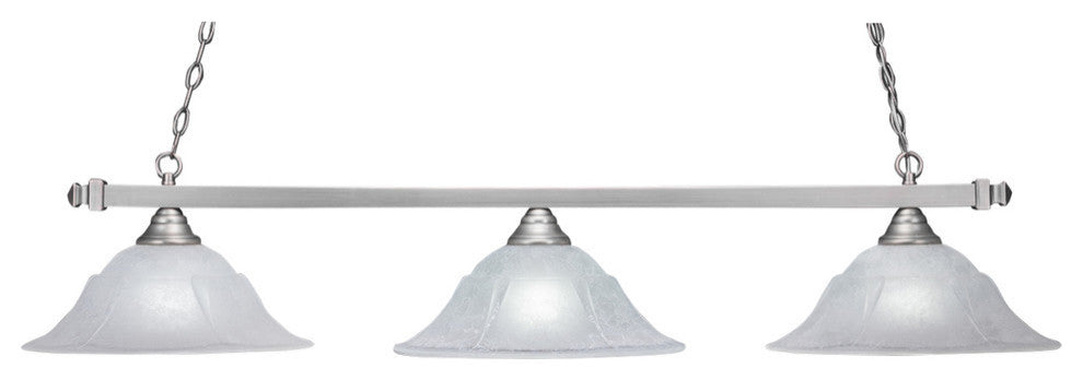 Square 3-Light Bar, Brushed Nickel/White Marble