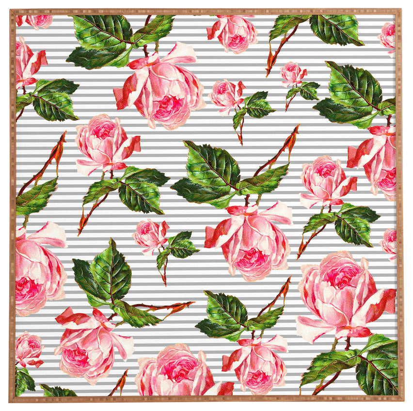 Deny Designs Allyson Johnson Roses And Stripes Framed Wall Art