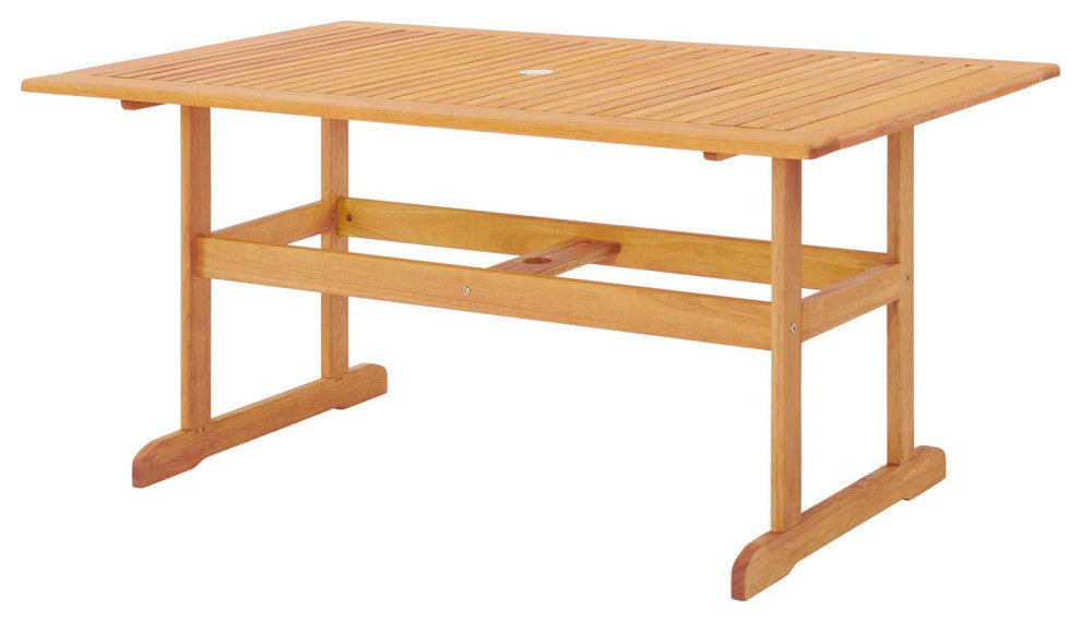 Lounge Dining Table, Rectangular, Wood, Brown Natural, Modern, Outdoor Patio