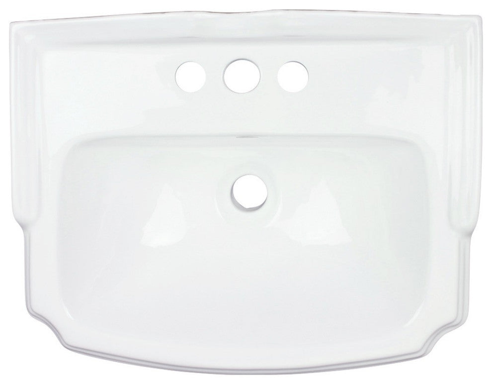 Cloakroom 19" Bathroom Pedestal Sink Combo White Space Saver with Faucet Holes