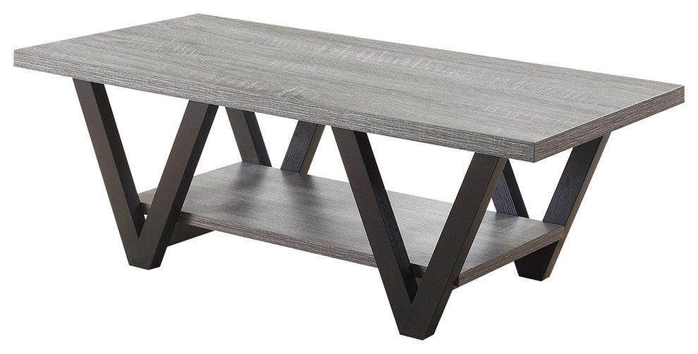 V-Shaped Coffee Table, Antique Gray