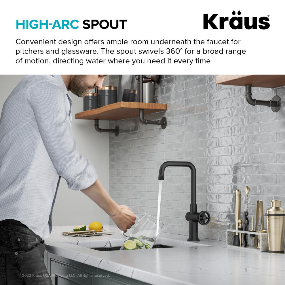 Urbix Bridge Kitchen Faucet, Matte Black, Kpf-3127mb