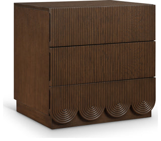 Scallop Oak Veneer Chest, Brown, Night Stand