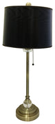 28" Crystal Lamp With Black Wood Texture Shade, Antique Brass, Single