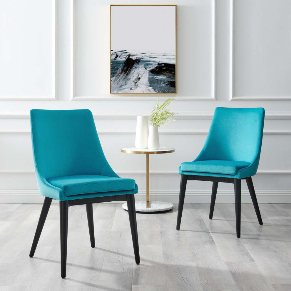 Viscount Accent Performance Velvet Dining Chairs, Set of 2, Blue