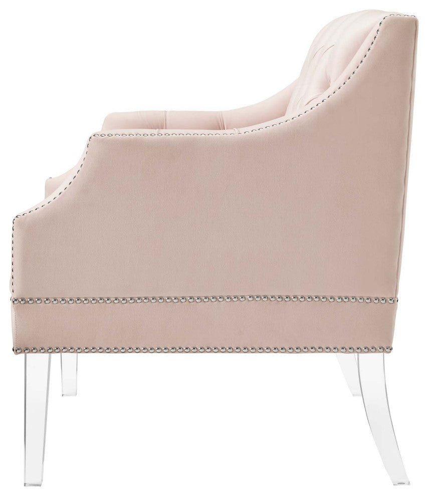 Armchair Accent Chair, Set of 2, Velvet, Pink, Modern, Living Lounge Hospitality