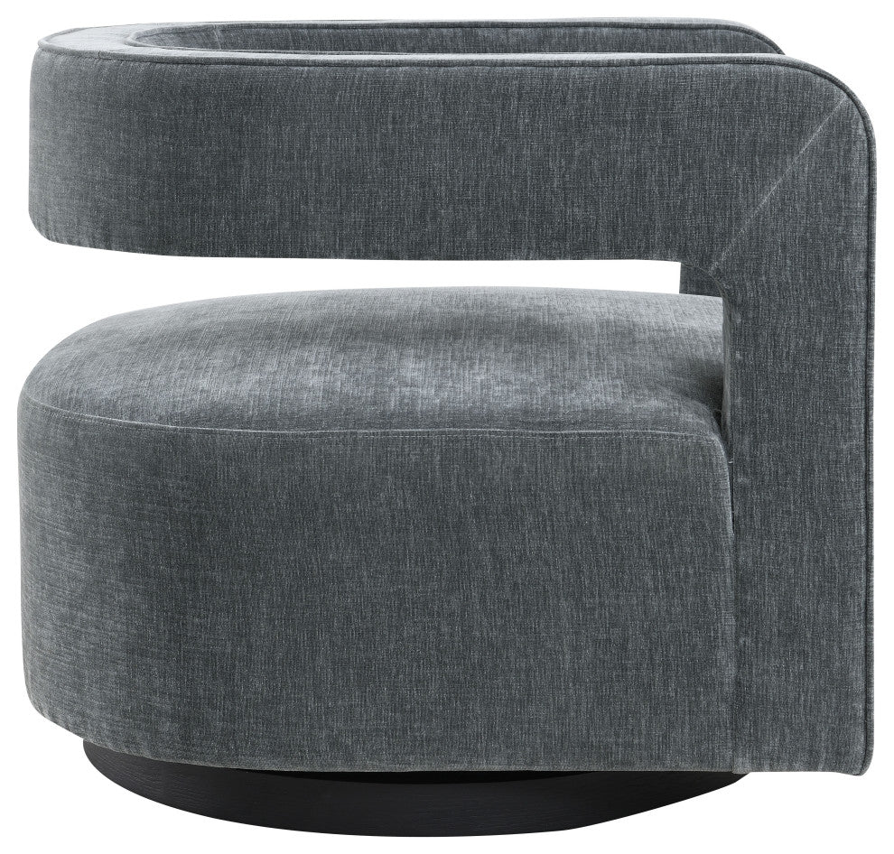 Lunar Stain-Resistant Fabric Swivel Chair, Charcoal