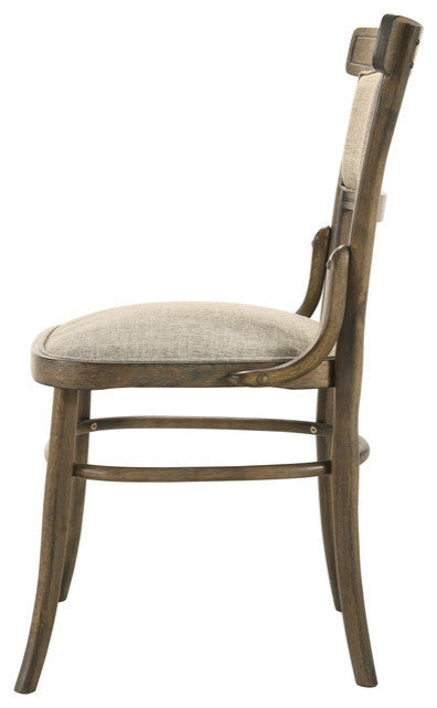 Bistro Vintage Walnut 7-Piece 72" Dining Set With Off White Fabric Dining Chairs