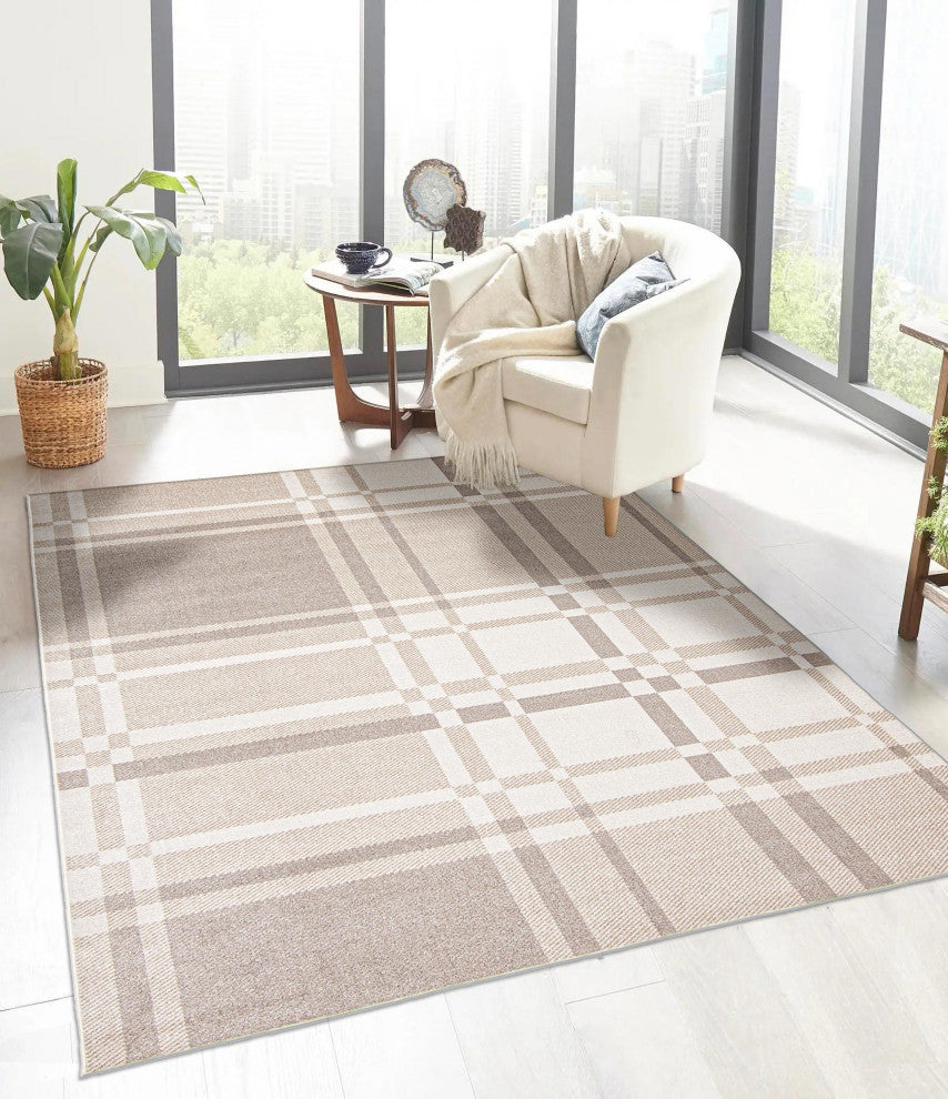 Aqua Roma Area Rug, Ivory, 6'x9'