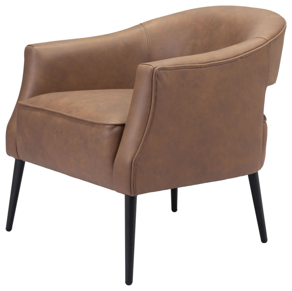 Accent Chair, Steel Metal, Vintage Brown, Black, Lounge Cafe Lobby Hospitality