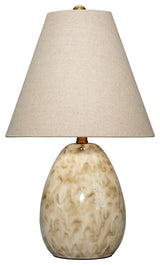 Raindrop Ceramic Table Lamp With Linen Shade, Off White