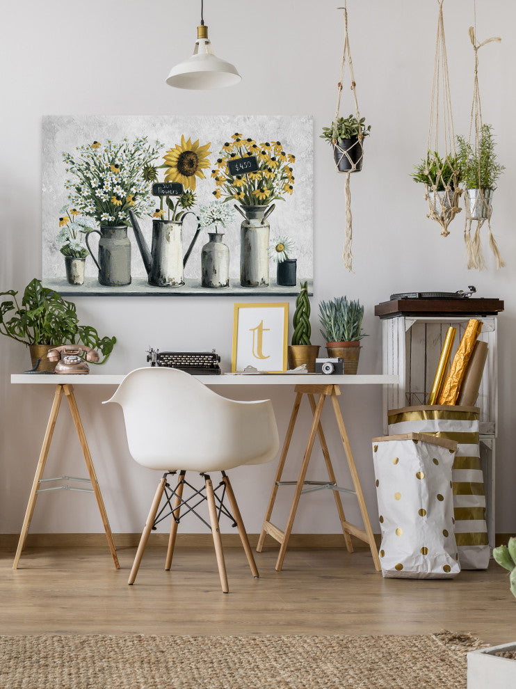 "Fresh Cut Sunflowers" Painting Print on Wrapped Canvas