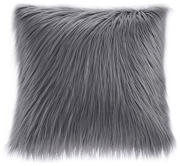 Madison Park Edina Faux Fur, Black, Throw Pillow