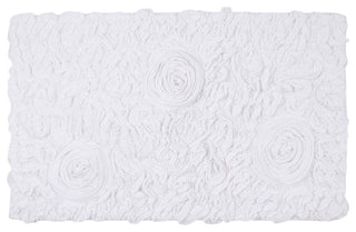 Bell Flower Collection Cotton Bath Rug, 21"x34", White