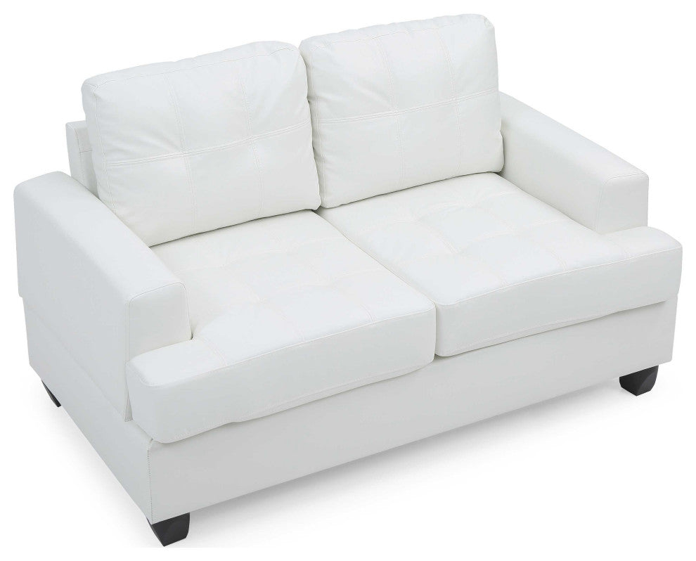 Sandridge 58 in. W Flared Arm Faux Leather Straight Sofa, White
