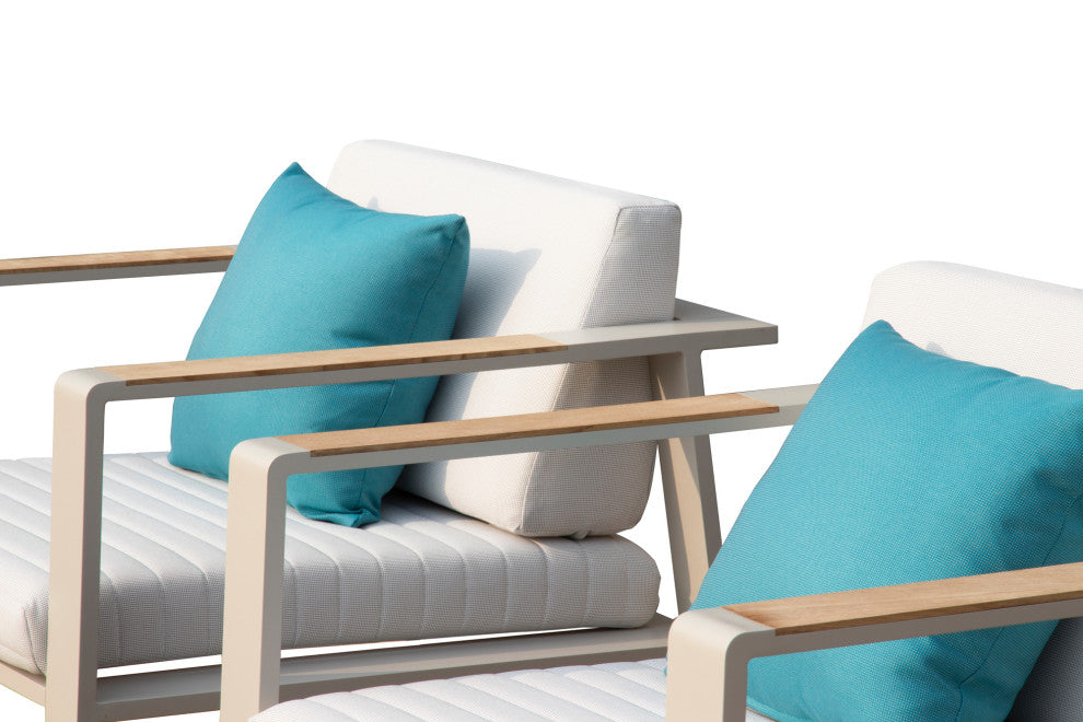 HIGOLD 6801 Nofi  4 Pieces Teak Outdoor Conversation Set with Blue Pillow , Alu