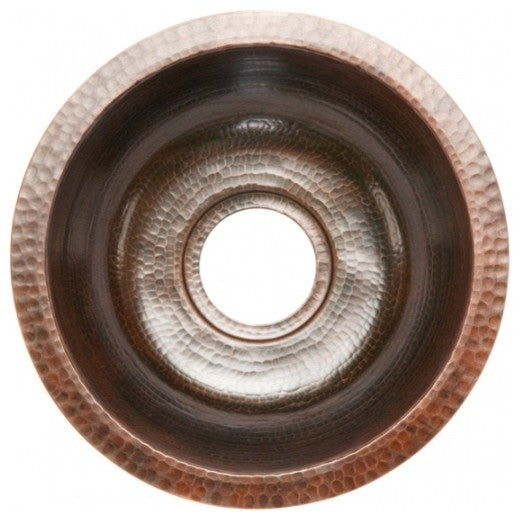 Premier Copper Products BR14DB3 14" Round Copper Prep Sink w/ 3.5" Drain Opening