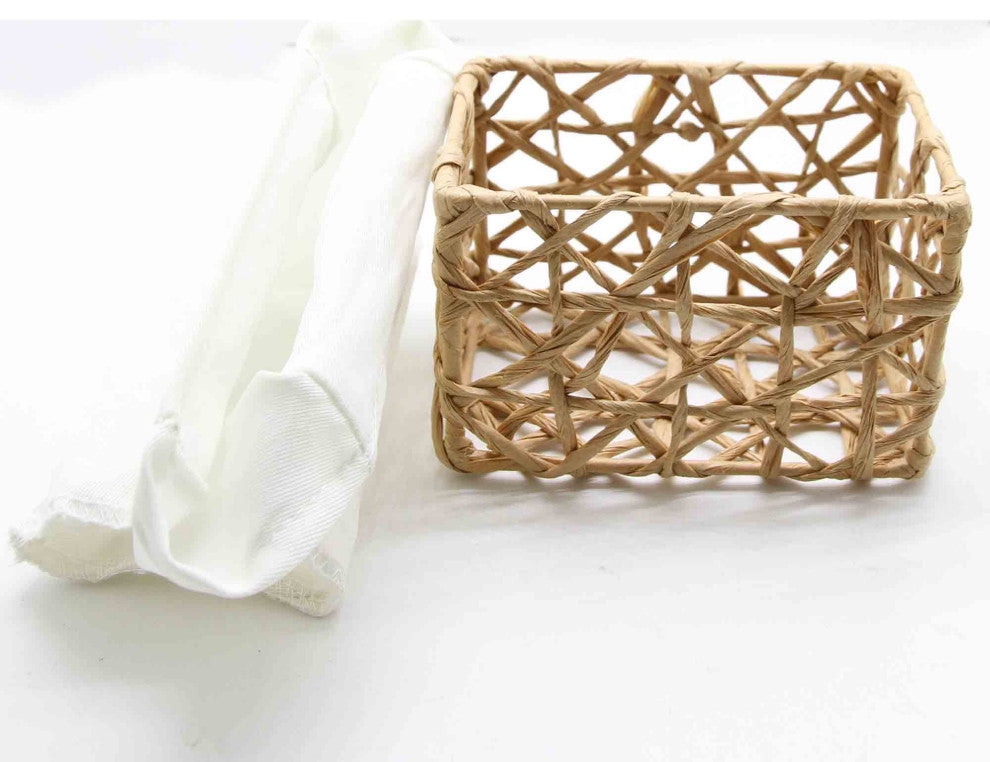 Paper Rope Storage Totes, 4-Piece Set, Beige