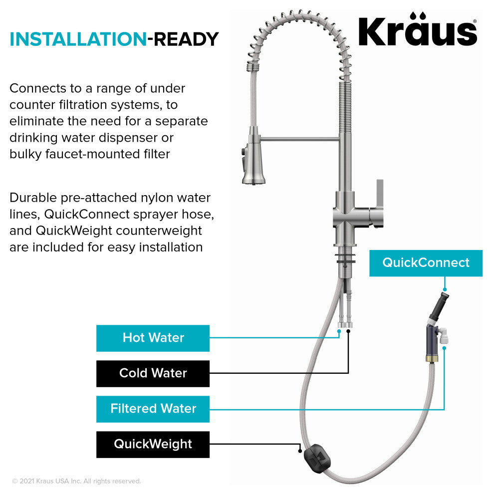 Britt Commercial Style 3-Function Pull-Down 1-Handle 1-Hole Kitchen Faucet, Spot Free Stainless Steel (Filter Kff-1691sfs)
