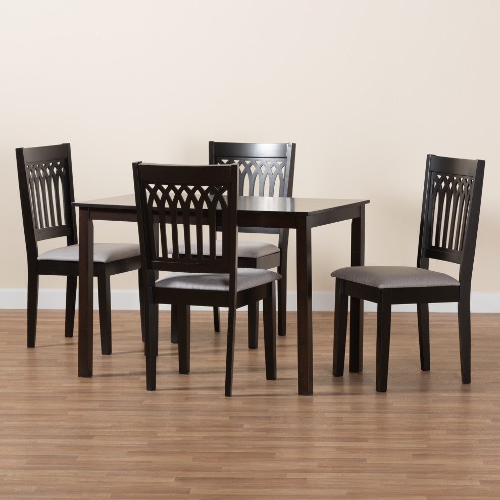 Marsala Modern Collection, Gray/Dark Brown, 5-Piece Dining Set