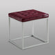 Teresa PU Leather Button Tufted Metal Frame Cube Ottoman, Purple