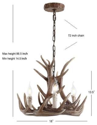 Eldora 18" Adjustable Resin Antler 3-Light Led Chandelier, Brown